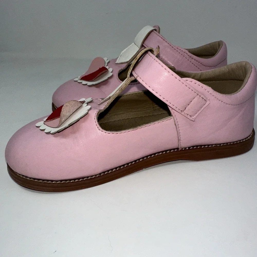 PLGELGTOXI Toddler Girls‎ Pink Leather Heart T-Strap Mary Jane Shoes - Size 12